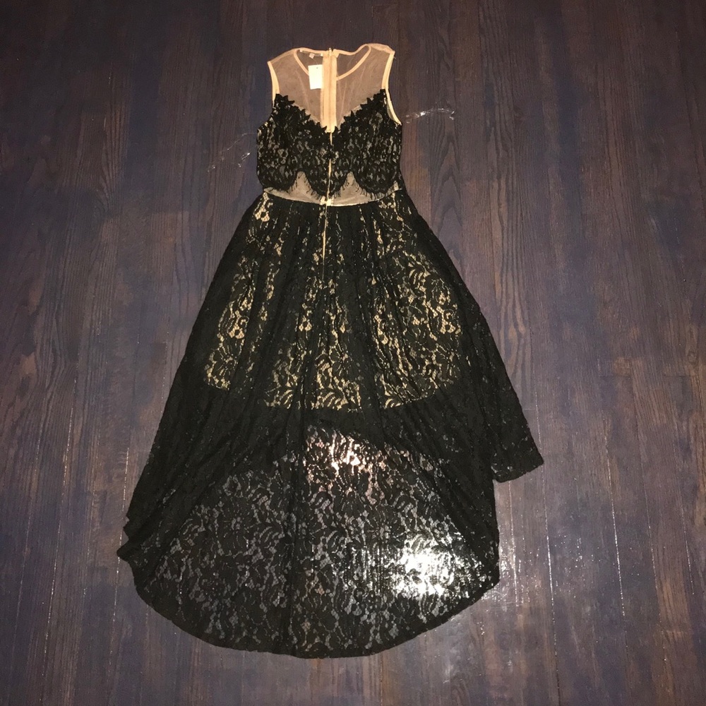 High-low black/beige dress.